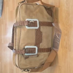Suede faux leather duffle bag